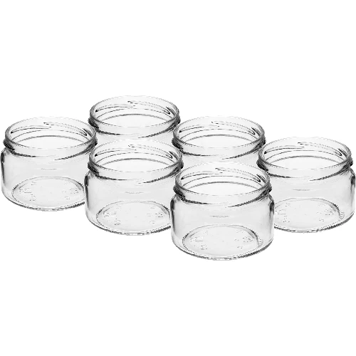 200 ml low jar with black Ø82/6 lid, 6 pcs - 4 ['low jar', ' glass jar', ' 200 mL jar', ' twist-off lid', ' jam jar', ' storage container', ' homemade preserves', ' herring jar', ' salad jar', ' dessert jar']