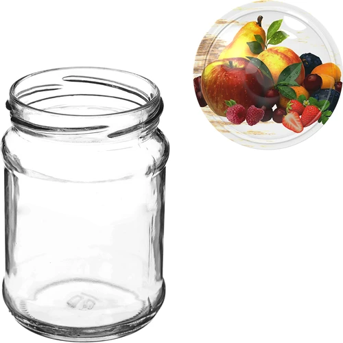 250 ml twist off "Quarter"" glass jar with coloured lid Ø66 - 6 pcs. - 7 ['jars with screw caps', ' twist-off jars', ' jam jars', ' compote jars', ' preserves', ' salad jars', ' decorative screw caps']