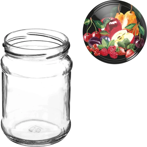 250 ml twist off "Quarter"" glass jar with coloured lid Ø66 - 6 pcs. - 8 ['jars with screw caps', ' twist-off jars', ' jam jars', ' compote jars', ' preserves', ' salad jars', ' decorative screw caps']