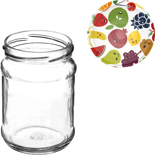 250 ml twist off "Quarter"" glass jar with coloured lid Ø66 - 6 pcs. - 9 ['jars with screw caps', ' twist-off jars', ' jam jars', ' compote jars', ' preserves', ' salad jars', ' decorative screw caps']