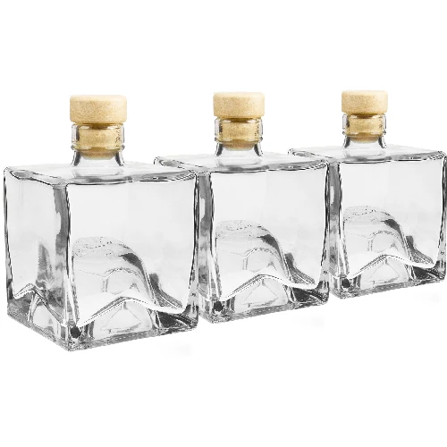 250ml bottle set Bruno - 3 pcs.  - 1 ['alcohol bottle', ' decorated alcohol bottles', ' glass alcohol bottle', ' moonshine bottles for wedding party', ' liqueur bottle', ' decorated liqueur bottles']