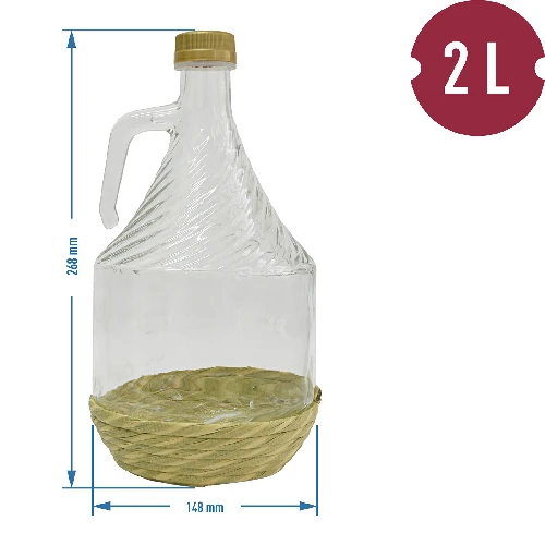 2l wicker wrapped carboy / gallon with screw cap "Dama" - 2 ['wine demijohn', ' demijohn for wine', ' wine carboy', ' wine bottle', ' bottle for wine', ' wine container', ' tinted glass demijohn for wine', ' tinted glass demijohn', ' tinted glass demijohn for wine', ' 50l wine demijohn', ' 50l wine demijohn castorama', ' 50l demijohn for wine', ' 50l demijohn for wine castorama', ' wine demijohn', ' wine demijohn castorama', ' carboy in wicker', ' carboy in wicker basket ']