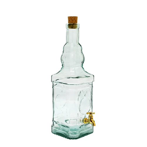 3,4l Tower glass bottle with tap  - 1 ['alcohol bottle', ' decorated alcohol bottles', ' glass alcohol bottle', ' moonshine bottles for wedding party', ' liqueur bottle']