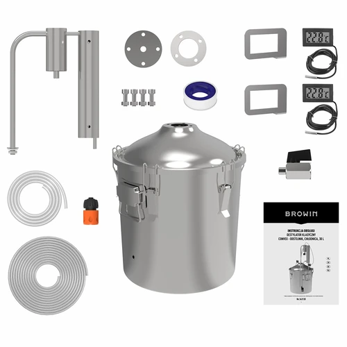 30 L classic Convex still - 1 clarifier - 3 ['Browin still', ' modular stills', ' still with clarifiers', ' modular still', ' clarifiers for stills', ' pure distillate', ' kit for distilling', ' convex lid', ' convex lid', ' distillation container with lid', ' distillation kit', ' expandable distillation kit', ' distillation on various heat sources']