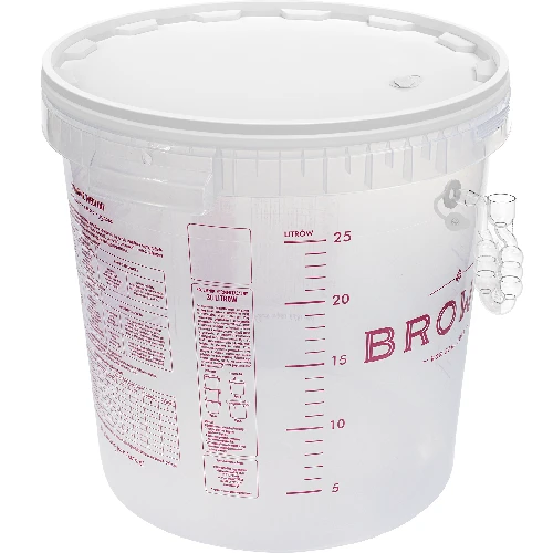 30 L fermentation container with a lid and shatterproof angled airlock  - 1 ['fermentation bucket', ' fermentation container', ' container for fermentation', ' for wine', ' for beer', ' for distiller’s batches', ' container with tap', ' container with scale']