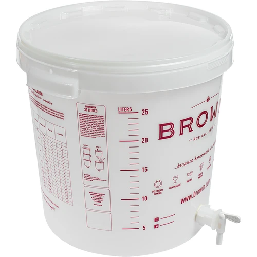 30 L fermentation container with a lid - extended kit: 2 airlocks, 2 stoppers, tap. EN - 3 ['fermentation container', ' fermentation bucket', ' small fermentation bucket', ' fermentation container', ' fermentation container for wine', ' fermentation containers for wine', ' browin fermentation bucket', ' airlocks', ' airlock', ' airlock for wine', ' lateral airlock', ' winemaking accessories', ' horizontal airlock', ' airlock for fermentation', ' kit for fermenting wine and beer', ' pickling in brine', ' 30-litre container', ' fermentation container with tap', ' bucket with tap', ' container with English inscriptions']