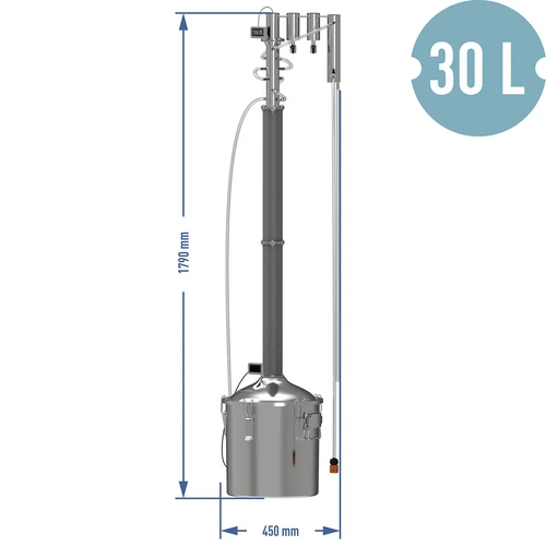 30 L modular electric Convex still - Perun - 19 ['Browin still', ' modular stills', ' still with clarifiers', ' modular still', ' clarifiers for stills', ' pure distillate', ' kit for distilling', ' convex lid', ' convex lid', ' distillation container with lid', ' distillation kit', ' expandable distillation kit', ' distillation on various heat sources', ' 30 L still', ' cold fingers']