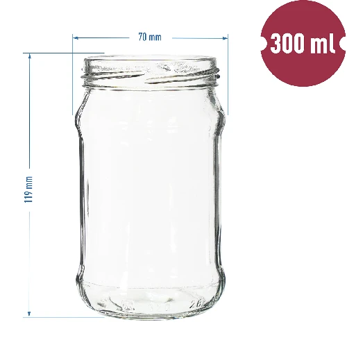 300 ml twist off jar Ø66 - 12 pcs. - 7 ['preserving jars', ' vegetable salad jars', ' compote jars', ' marinated mushroom jars']