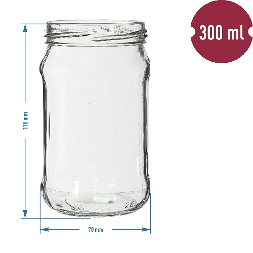 300ml twist off jar Ø66 - 6 pcs. - 2 ['jars', ' small jars', ' jar', ' glass jar', ' glass jars', ' jars for preserves', ' canning jars', ' jars for spices', ' jam jar', ' jar for jam', ' honey jar', ' jar for honey', ' preserving jars', ' vegetable salad jars', ' compote jars', ' marinated mushroom jars']