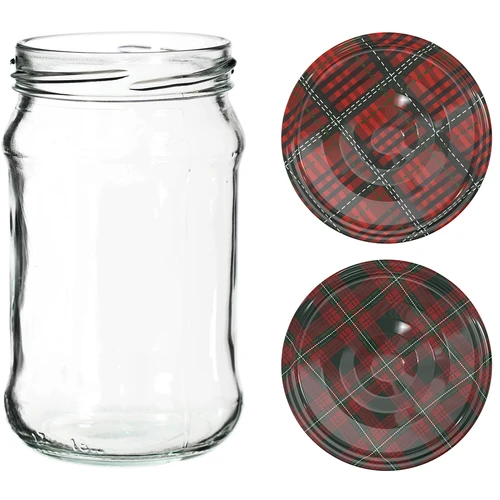 300ml twist off jar with coloured lid Ø66 - 6 pcs. - 3 ['preserving jars', ' 300 ml jars', ' set of jars', ' jars with colourful caps', ' colourful caps', ' for compotes', ' for jams']