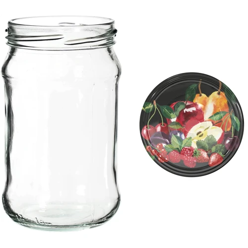 300ml twist off jar with coloured lid Ø66 - 6 pcs. - 7 ['preserving jars', ' 300 ml jars', ' set of jars', ' jars with colourful caps', ' colourful caps', ' for compotes', ' for jams']