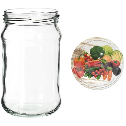 300ml twist off jar with coloured lid Ø66 - 6 pcs. - 8 ['preserving jars', ' 300 ml jars', ' set of jars', ' jars with colourful caps', ' colourful caps', ' for compotes', ' for jams']