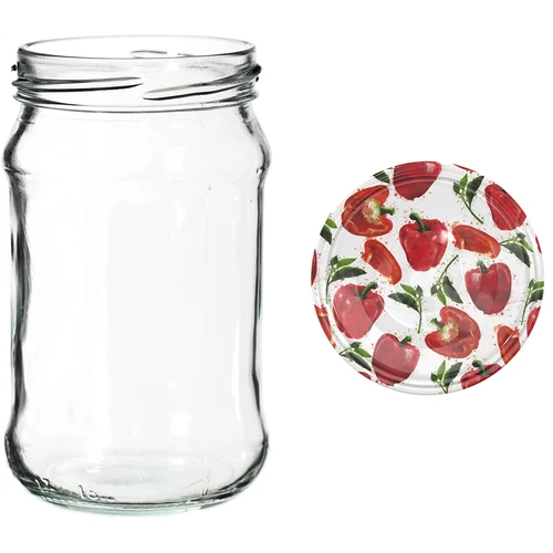 300ml twist off jar with coloured lid Ø66 - 6 pcs. - 10 ['preserving jars', ' 300 ml jars', ' set of jars', ' jars with colourful caps', ' colourful caps', ' for compotes', ' for jams']