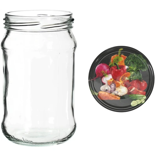 300ml twist off jar with coloured lid Ø66 - 6 pcs. - 11 ['preserving jars', ' 300 ml jars', ' set of jars', ' jars with colourful caps', ' colourful caps', ' for compotes', ' for jams']