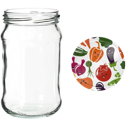 300ml twist off jar with coloured lid Ø66 - 6 pcs. - 12 ['preserving jars', ' 300 ml jars', ' set of jars', ' jars with colourful caps', ' colourful caps', ' for compotes', ' for jams']