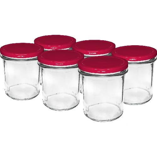 346 ml twist-off jar with burgundy lids - 6 pcs  - 1 ['set of jars', ' pickling jars', ' jam jars', ' jam jars', ' jars with screw caps', ' jars fi 82', ' jars with screw caps 6 hooks', ' jars with burgundy caps', ' for preserves', ' for preserves']