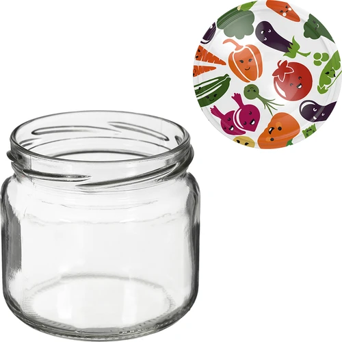 370 ml twist off jar with coloured lid fi 82/6 -6pcs - 6 ['jars', ' small jars', ' jar', ' glass jar', ' glass jars', ' jar with lid', ' jars for preserves', ' canning jars', ' jars for spices', ' jam jar', ' jar for jam', ' honey jar', ' jar for honey ']