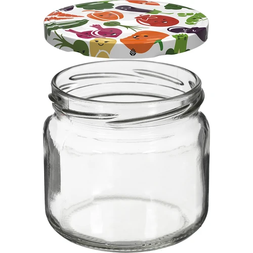 370 ml twist off jar with coloured lid fi 82/6 -6pcs - 3 ['jars', ' small jars', ' jar', ' glass jar', ' glass jars', ' jar with lid', ' jars for preserves', ' canning jars', ' jars for spices', ' jam jar', ' jar for jam', ' honey jar', ' jar for honey ']