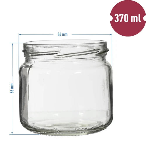 370 ml twist off jar with coloured lid fi 82/6 -6pcs - 4 ['jars', ' small jars', ' jar', ' glass jar', ' glass jars', ' jar with lid', ' jars for preserves', ' canning jars', ' jars for spices', ' jam jar', ' jar for jam', ' honey jar', ' jar for honey ']