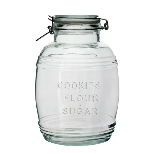 "3l ""Old"" barrel glass jar with clamp lid" - 2 ['large jar', ' jar large', ' large glass jar', ' canning jar', ' jar for cosmetics', ' cosmetics jar ']