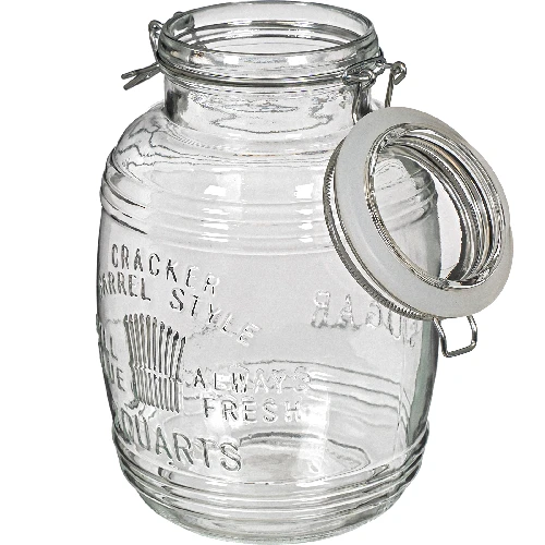 "3l ""Old"" barrel glass jar with clamp lid" - 4 ['large jar', ' jar large', ' large glass jar', ' canning jar', ' jar for cosmetics', ' cosmetics jar ']