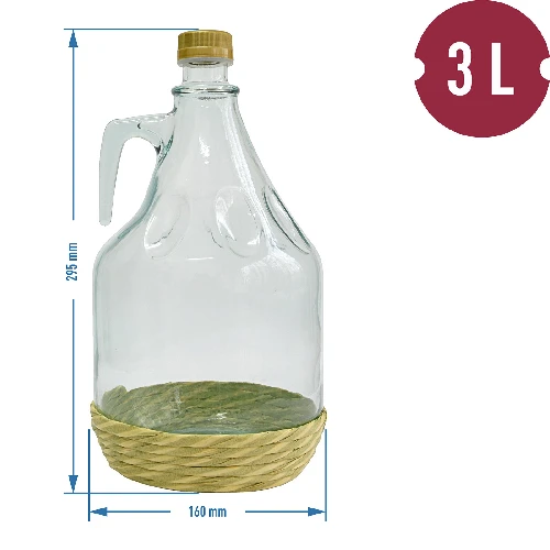 3l wicker wrapped carboy / gallon with screw cap "Dama" - 2 ['wine demijohn', ' demijohn for wine', ' wine carboy', ' wine bottle', ' bottle for wine', ' wine container', ' tinted glass demijohn for wine', ' tinted glass demijohn', ' tinted glass demijohn for wine', ' 50l wine demijohn', ' 50l wine demijohn castorama', ' 50l demijohn for wine', ' 50l demijohn for wine castorama', ' wine demijohn', ' wine demijohn castorama', ' carboy in wicker', ' carboy in wicker basket ']