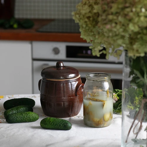 4,5l Stoneware / barrel crock pot with lid - 2 ['barrel for cabbage', ' pickling barrel', ' pickling barrel', ' silage', ' cabbage', ' cucumber', ' barrel with lid']