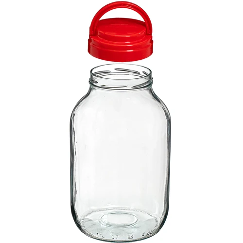 4 L twist off glass jar with plastic lid Ø100 with handle - 3 ['jar', ' glass jar', ' jar with lid', ' jar for pickled cucumbers', ' jar for cucumbers', ' liqueur jar', ' jar for liqueurs', ' jar with tongs', ' cucumber tongs', ' kitchen tongs']