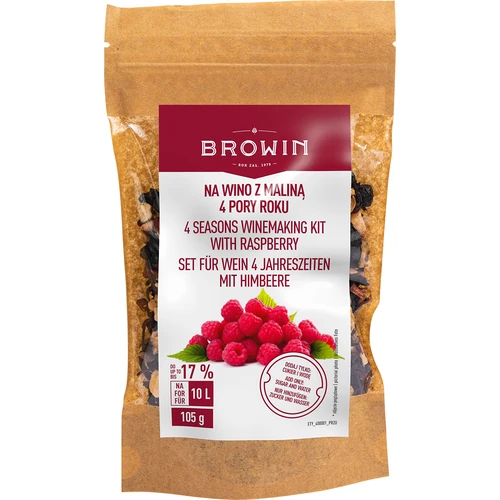 4 seasons winemaking kit - raspberry  - 1 ['fruit wine', ' wine from fruit', ' flower wine', ' dried fruit wine', ' wine from dried fruit', ' raspberry wine', ' apple wine', ' chokeberry wine', ' hibiscus wine', ' wine blend', ' winemaking kit', ' winter wine', ' dried fruit', ' dried flowers', ' wine recipe ']