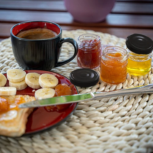 40ml twist off glass jar with coloured lid , Ø43 - 10 pcs. - 7 ['jam jar', ' jar with decorative cap', ' twistoff jar', ' 40 ml jar', ' honey jars']