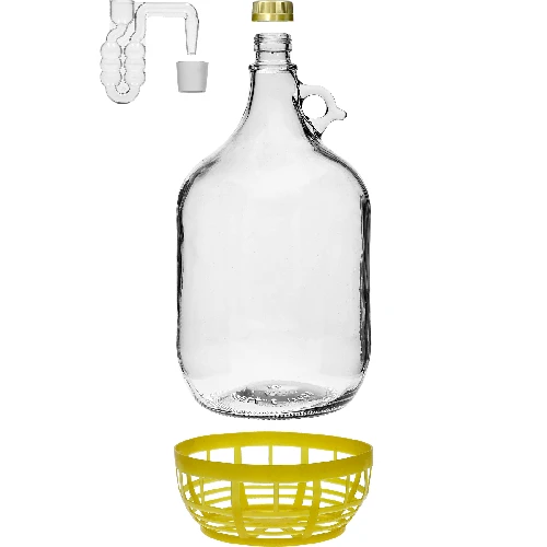 5 L Lady demijohn with a screw cap, plastic basket, stopper and horizontal airlock – a set of 4 pcs - 4 ['demijohn', ' demijohn for wine', ' Lady demijohn', ' Lady demijohn in a basket', ' 5 L lady jeanne', ' 5 L carboy', ' container', ' demijohn in a basket', ' 5L Lady bottle in a basket', ' carboy for wine', ' demijohn for moonshine.']