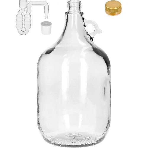 5 L Lady demijohn with a screw cap, stopper and horizontal airlock – a set of 4 pcs - 2 ['demijohn', ' demijohn for wine', ' Lady demijohn', ' 5 L lady jeanne', ' 5 L carboy', ' container', ' carboy', ' 5L Lady bottle', ' carboy for wine', ' demijohn for moonshine.']