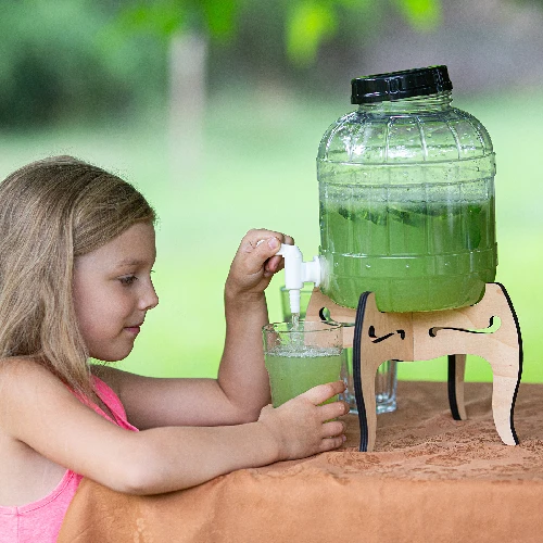 5 L shatterproof jar with tap and two-sided wooden stand - 15 ['shatterproof jar', ' plastic jar', ' lemonade jar', ' punch jar', ' jar on stand', ' jar with tap', ' citronade', ' lemonade', ' punch', ' sangria', ' jar placed on stand', ' drink jar', ' infusion liqueur jar', ' jar for Christmas dried stewed fruit drink', ' liquor jar']