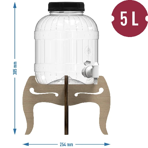 5 L shatterproof jar with tap and two-sided wooden stand - 12 ['shatterproof jar', ' plastic jar', ' lemonade jar', ' punch jar', ' jar on stand', ' jar with tap', ' citronade', ' lemonade', ' punch', ' sangria', ' jar placed on stand', ' drink jar', ' infusion liqueur jar', ' jar for Christmas dried stewed fruit drink', ' liquor jar']