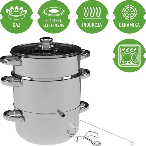 5 L Stainless steel steam juicer with setam cooker - 4 ['Steam juicer', ' steamer', ' stainless steel juicer', ' induction juicer', ' gas cooker', ' 5 L', ' for juice', ' home-made juice']