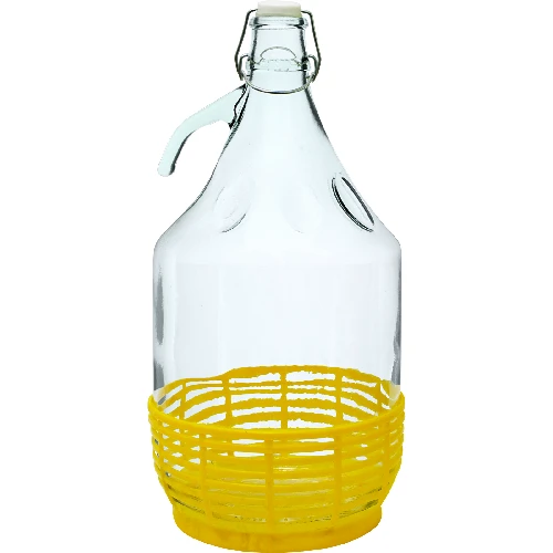 5 L swing top carboy / gallon with plastic basket "Dama"  - 1 ['for wine', ' for liqueur', ' for wine', ' for liqueur', ' wine bottle', ' wine gallon', ' for juice', ' with mechanical closure', ' glass lady', ' glass bottle']