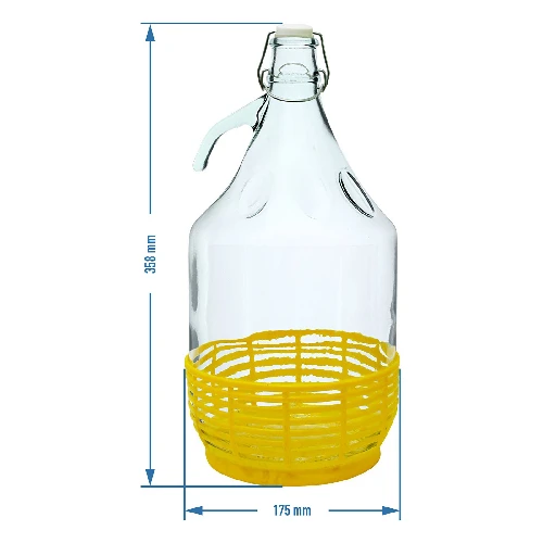 5 L swing top carboy / gallon with plastic basket "Dama" - 2 ['for wine', ' for liqueur', ' for wine', ' for liqueur', ' wine bottle', ' wine gallon', ' for juice', ' with mechanical closure', ' glass lady', ' glass bottle']