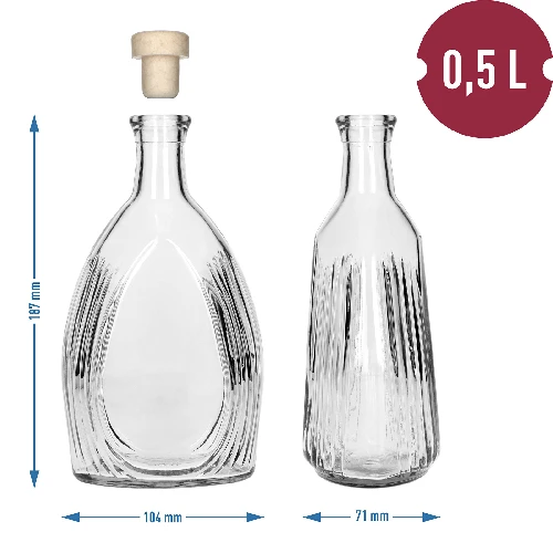 500 ml ‘Bankietowa’ bottle with a stopper - 6 ['bottle', ' bottles', ' bottle for infusion liqueur', ' bottle for moonshine', ' bottle for liquor', ' glass bottle with stopper', ' 500 mL bottle with stopper', ' bottles with stopper', ' wedding reception set', ' banquet bottle']