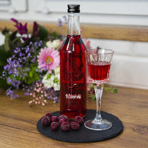 500 ml bottle with screw cap, with Cherry infusion liqueur print, 4 pcs - 11 ['cherry infusion liqueur', ' infusion liqueur from cherries', ' bottle for infusion liqueurs', ' bottles for infusion liqueurs', ' bottle with screw cap', ' bottles with print', ' glass with print', ' glass bottles', ' glass bottles with screw caps']