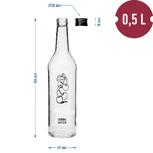 500 ml bottle with screw cap, with Cherry infusion liqueur print, 4 pcs - 7 ['cherry infusion liqueur', ' infusion liqueur from cherries', ' bottle for infusion liqueurs', ' bottles for infusion liqueurs', ' bottle with screw cap', ' bottles with print', ' glass with print', ' glass bottles', ' glass bottles with screw caps']