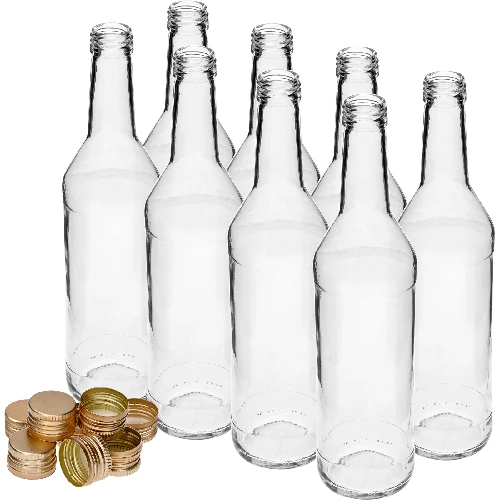 500 ml straight vodka bottle with screw caps - 8 pcs - 3 ['bottles with screw caps', ' bottle with screw cap', ' monopoly bottle', ' monopoly bottles', ' vodka bottle', ' vodka bottles', ' juice bottle', ' juice bottles', ' infusion liqueur bottle', ' infusion liqueur bottles', ' liquor bottles', ' liquor bottle', ' golden caps', ' white bottle', ' bottle with screw cap closure', ' bottles with screw cap closure']