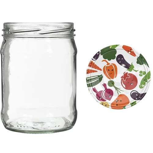 500 ml twist off glass jar with coloured lid Ø82/6 - 6 pcs. - 5 ['pickling jars', ' preserving jars', ' compote jars', ' set of preserving jars with screw caps', ' colourful screw caps']