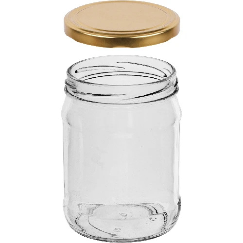 500ml twist off glass jar with golden lid Ø82/6 - 6 pcs. - 3 ['jars', ' small jars', ' jar', ' glass jar', ' glass jars', ' jar with lid', ' jars for preserves', ' canning jars', ' jars for spices', ' jam jar', ' jar for jam', ' honey jar', ' jar for honey ']