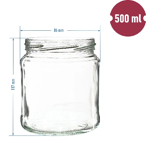 500ml twist off glass jar with golden lid Ø82/6 - 6 pcs. - 8 ['jars', ' small jars', ' jar', ' glass jar', ' glass jars', ' jar with lid', ' jars for preserves', ' canning jars', ' jars for spices', ' jam jar', ' jar for jam', ' honey jar', ' jar for honey ']