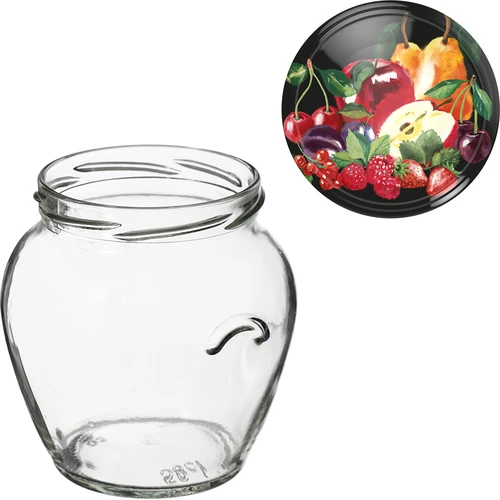 580 ml twist off glass jar with coloured lid Ø82/6 - 6 pcs. - 8 ['preserving jar', ' decorative jar', ' weki', ' compote jar', ' vegetable salad jar', ' marinated vegetable jar', ' marinated mushroom jar', ' jar with decorative cap', ' set of jars', ' 0.5 L jar']