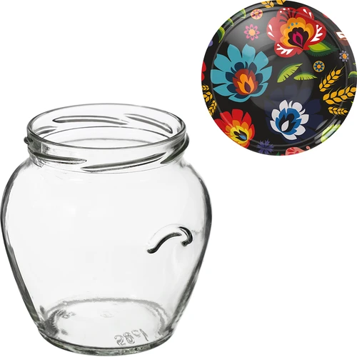 580 ml twist off glass jar with coloured lid Ø82/6 - 6 pcs. - 9 ['preserving jar', ' decorative jar', ' weki', ' compote jar', ' vegetable salad jar', ' marinated vegetable jar', ' marinated mushroom jar', ' jar with decorative cap', ' set of jars', ' 0.5 L jar']