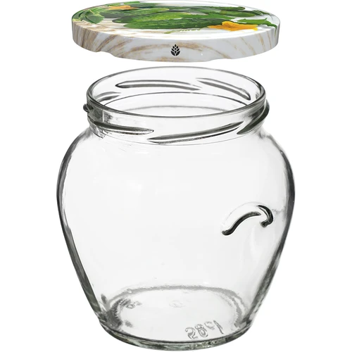 580 ml twist off glass jar with coloured lid Ø82/6 - 6 pcs. - 3 ['preserving jar', ' decorative jar', ' weki', ' compote jar', ' vegetable salad jar', ' marinated vegetable jar', ' marinated mushroom jar', ' jar with decorative cap', ' set of jars', ' 0.5 L jar']