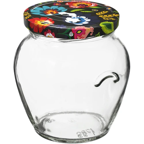 580 ml twist off glass jar with coloured lid Ø82/6 - 6 pcs. - 2 ['preserving jar', ' decorative jar', ' weki', ' compote jar', ' vegetable salad jar', ' marinated vegetable jar', ' marinated mushroom jar', ' jar with decorative cap', ' set of jars', ' 0.5 L jar']