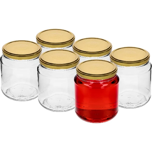 580 ml twist-off jar with golden lid Ø82/6, 6 pcs - 2 ['jars', ' jar', ' set of jars', ' containers', ' glass containers', ' storage jars', ' kitchen jars', ' glass jars', ' jars with metal lid', ' jar for food storage', ' jars for preserves', ' jars for herbs', ' jars for coffee', ' jars for tea', ' dishwasher-safe jars', ' glass jar', ' jar with lid', ' set of jars', ' jars for jams']