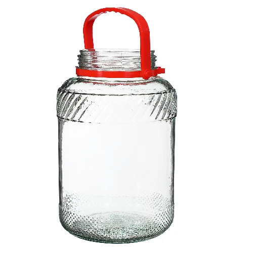 5l glass jar with plastic cap - 2 ['large jar', ' jar large', ' large glass jar', ' canning jar', ' for pickling', ' for cucumbers', ' doe cabbage', ' industrial jar', ' jar with tings', ' jar tongs', ' cucumber tings']